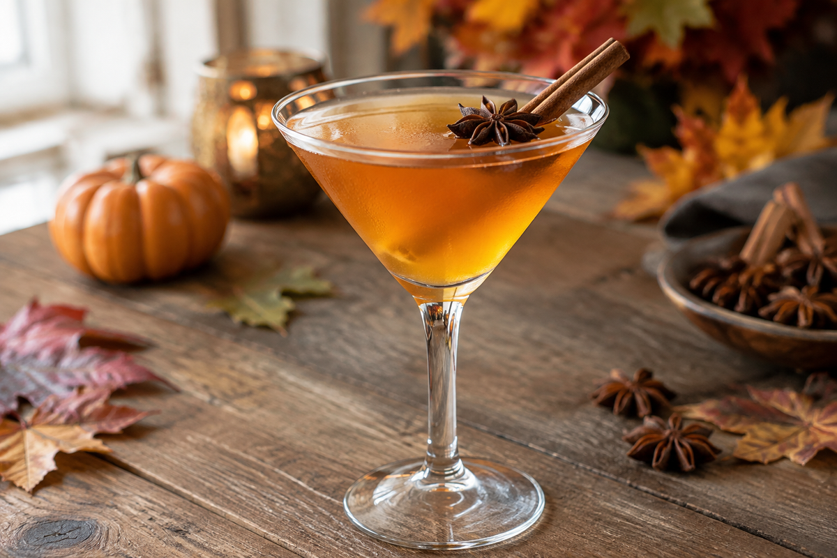 12 best fall martinis drink served in chilled glasses with cinnamon garnish and autumn decor