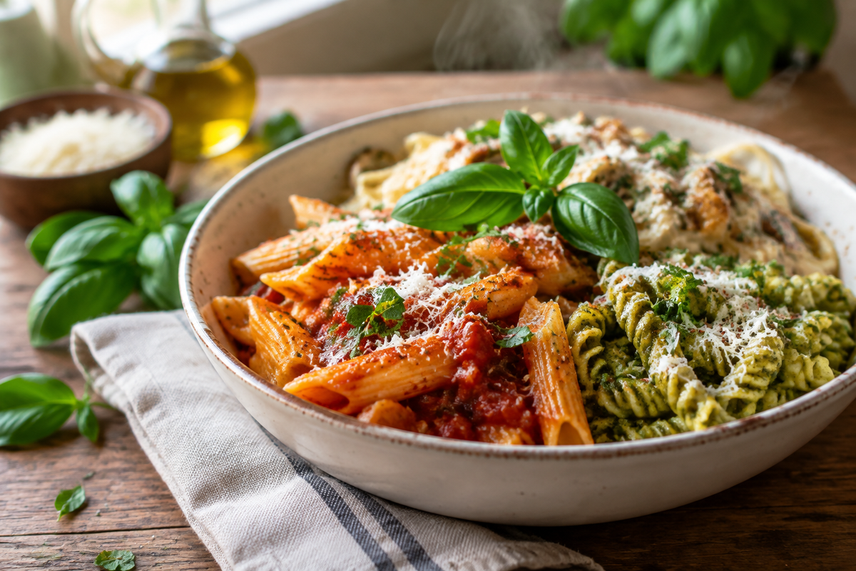 A bowl showcasing the best pasta recipes for dinner with fresh herbs and rich sauces