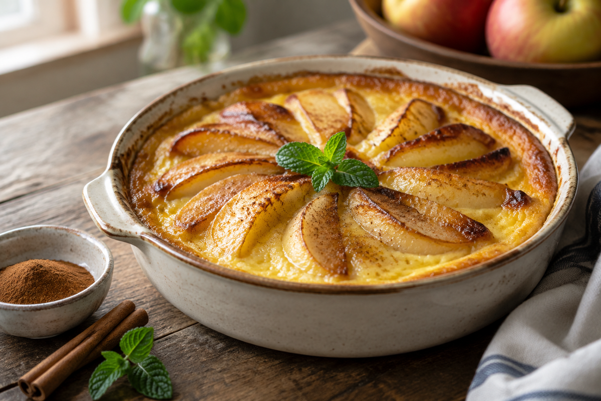 Close-up of malvern pudding recipe showing creamy custard apple dessert with caramelized topping